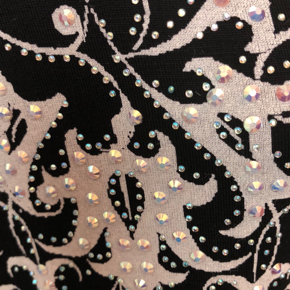 Vocal long black tunic embellished with crystals, Size XL - Picture 3 of 5
